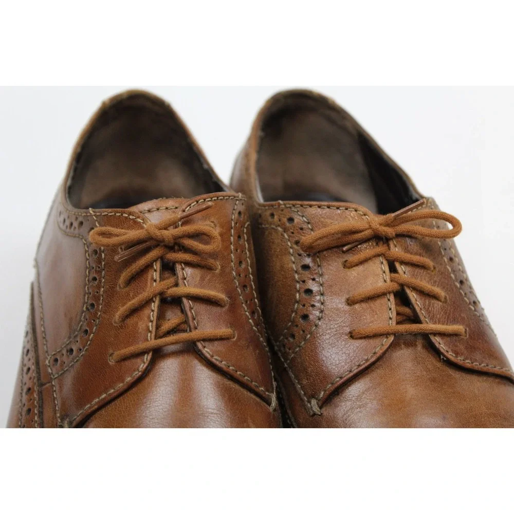 BOSTONIAN CLASSICS Men's Burgundy Leather Wing Tip Oxfords Size 10.5 B Made USA